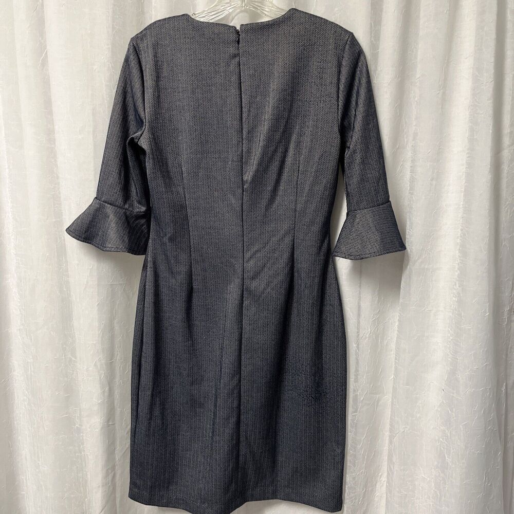 BANANA REPUBLIC Navy Herringbone Ponte Dress Flutter Sleeves Stretch WOMENS 6 - Picture 5 of 6